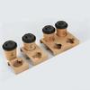 Disposable Pulp Corrugated Cup Holder Milk Tea Coffee Single Double Four Cup Set Beverage Takeaway Packaging Anti Tipping Base Beverage Fixed Bracket