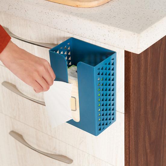 Tissue Storage Box European Hollow Style Punch-free Wall Mounted ABS Pumping Paper Holder for Home