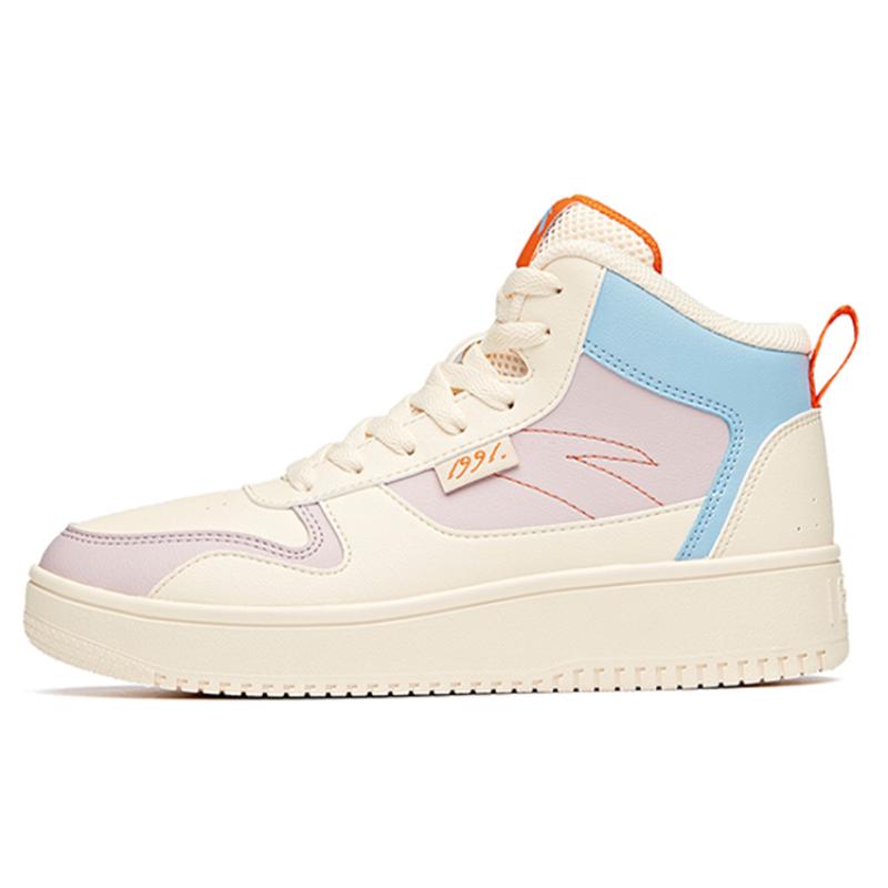 Anta Life Collection Slip-Resistant High-Top Skateboard Shoes Women's White Purple Blue Sneakers 922038010-10