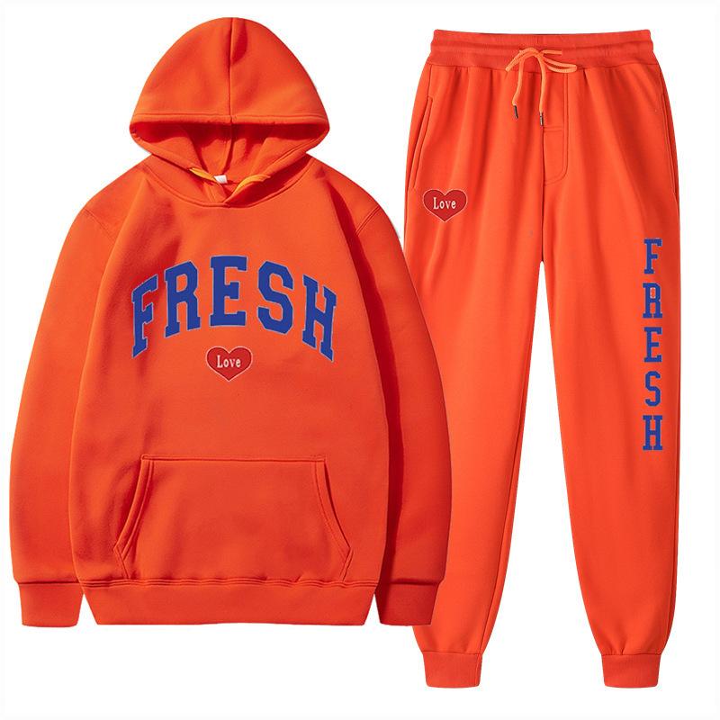 European Size Plus Fashion Printed Sweater Autumn and Winter Fleece Warm Hoodie Casual Sports Women's Suit