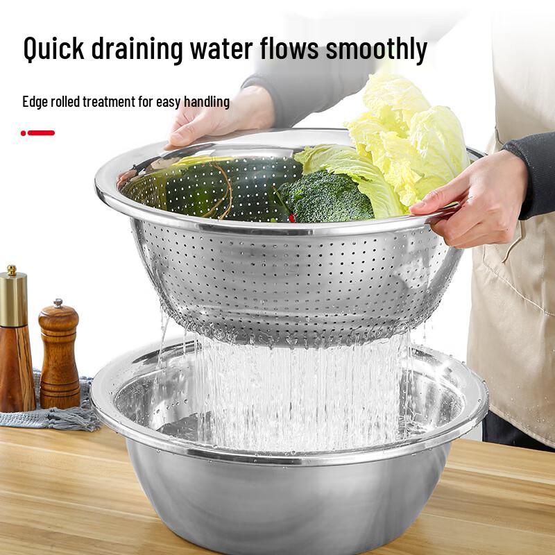 Stainless Steel Rice Washing & Draining Basin Set