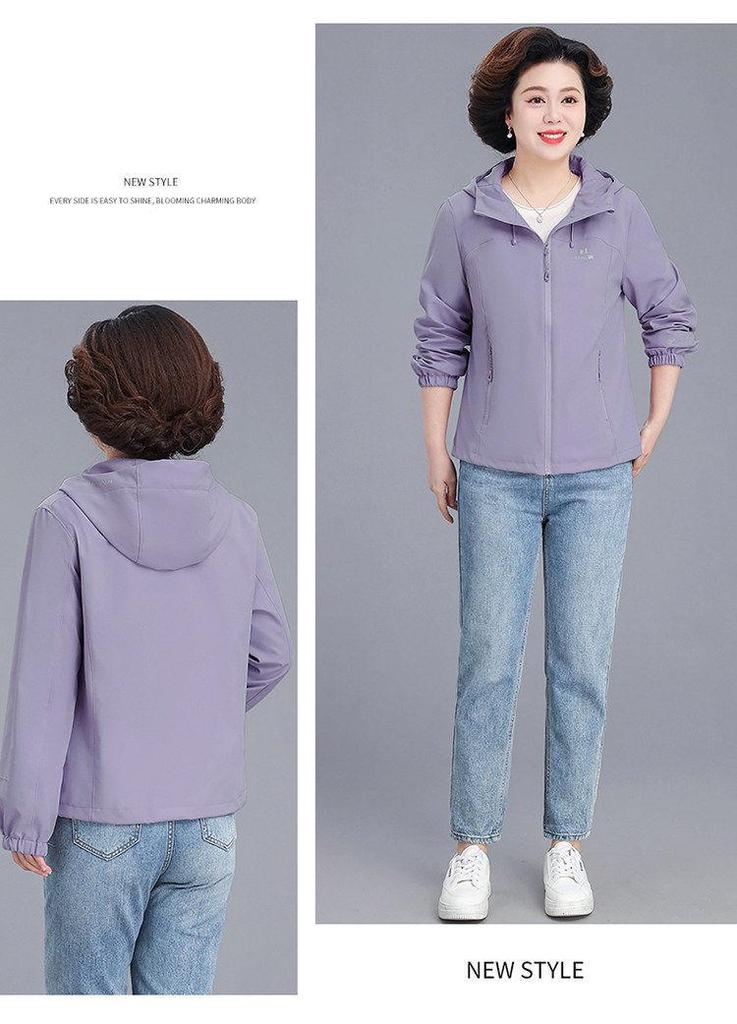 Mom's Stylish 2026 Korean-Style Windbreaker: Youthful Spring/Fall Jacket for Middle-Aged & Older Women