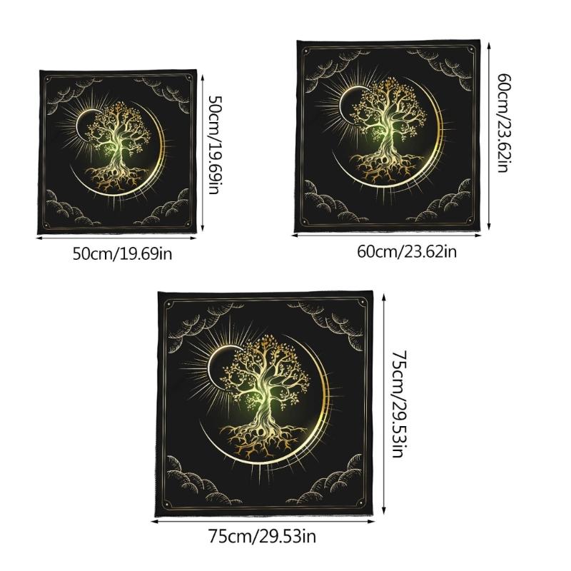 Tarots Card Tablecloth Altars Cloth Moon Sun Tree Astrologys Tablecloth Decors