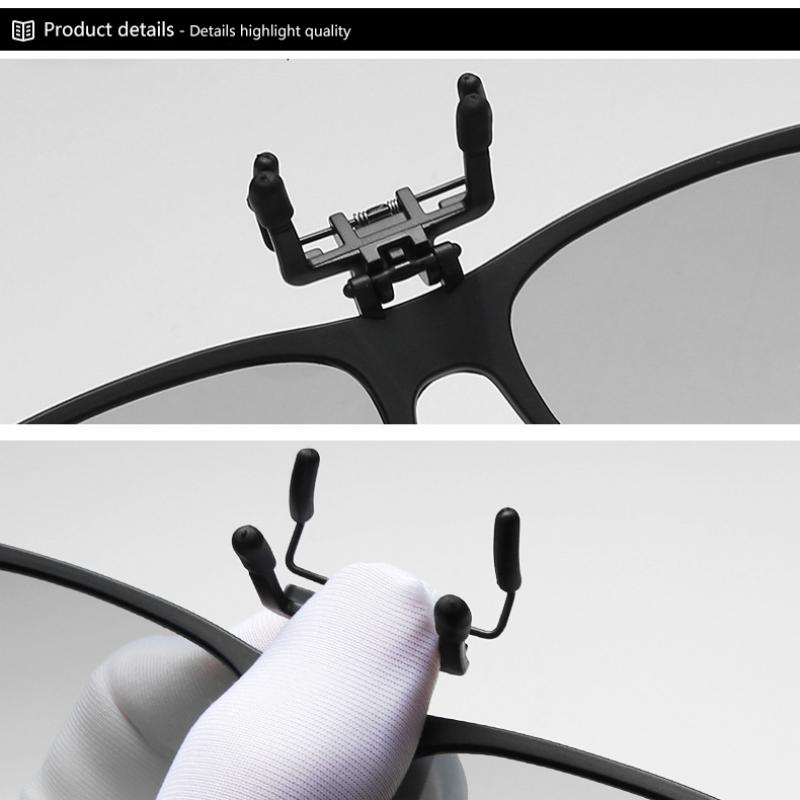 Mirror Flip Up Clip on Sunglasses Men Clips Color Shift Sun Glasses Driving Fishing Eye Wear Night Vision Lens Glasses Premium
