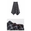 Autumn Retro Plaid Skirt Women High Waist A Line Midi Length Irregular Hem Vintage Fashion