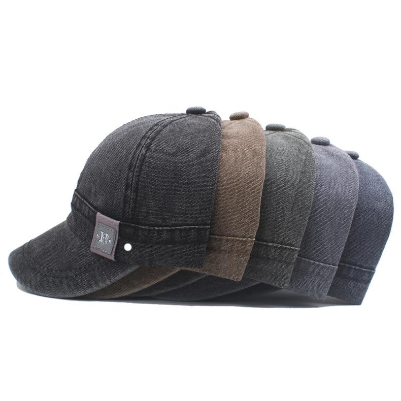 Canvas Baseball Cap Men's Short-Brimmed Cap Spring Summer Outdoor Sunscreen Sun Hat