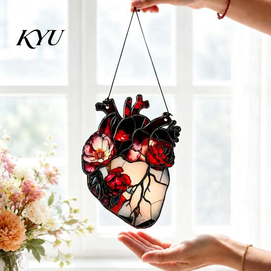 Gothic Aesthetic Room Decor Stained Glass Skull Suncatcher, Acrylic Colorful Window Hanging Wall Art Personalized Trendy Painted Pendant with