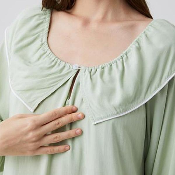 Carried Rayon Ruffle One-piece Pajamas (2 COLORS)