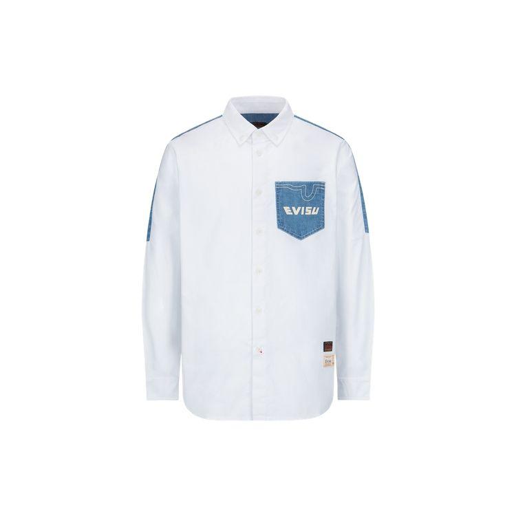 Evisu Solid Color Long Sleeve Shirt Men Shirts 2ESHTM3SL249XXCT