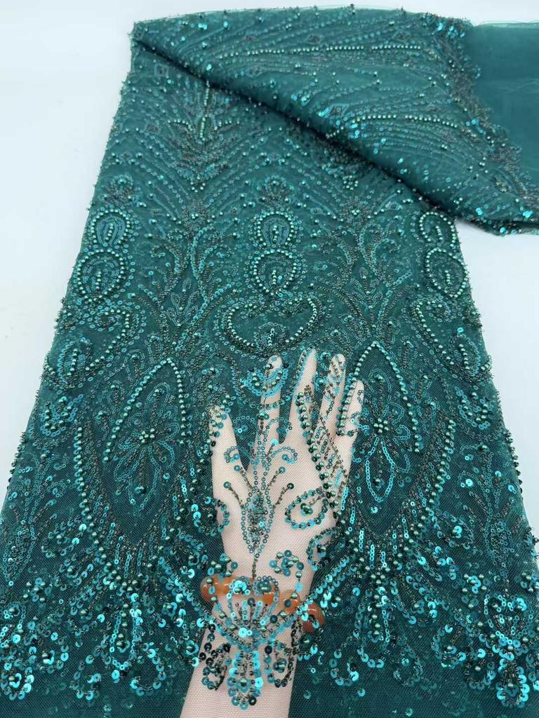 African French Tulle Groom Lace Fabric 5 Yards 2026 High Quality Sequin Nigeria Lace Fabric African Mesh Lace Fabric For Wedding