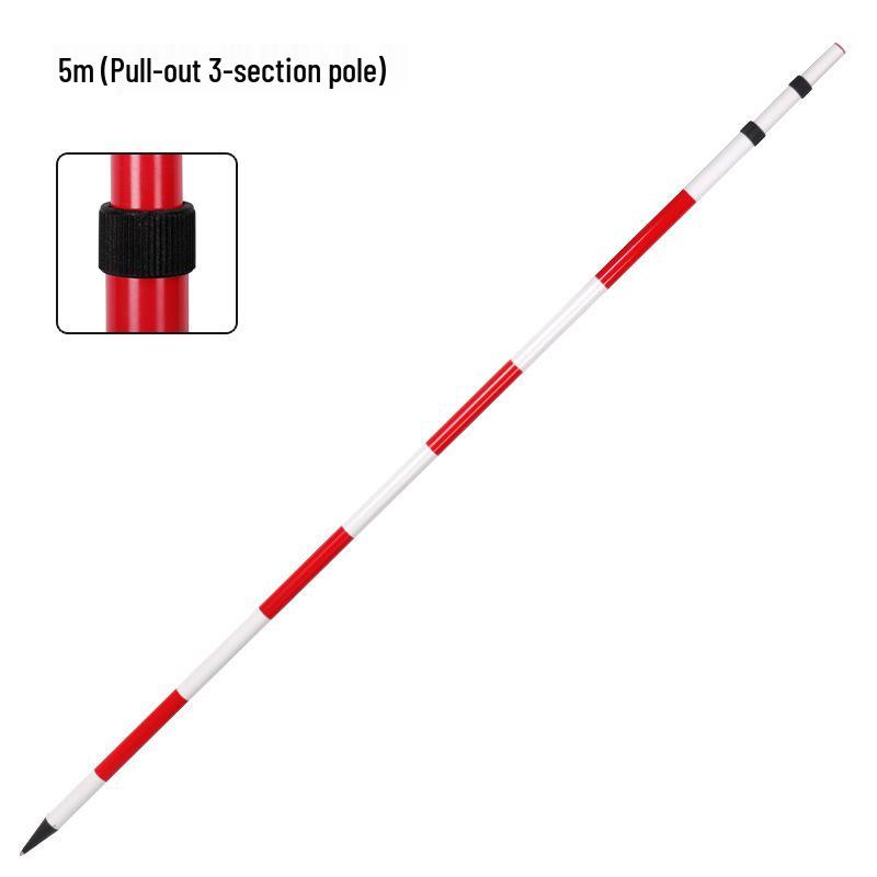 Benchmark Aluminum Alloy Measurement Pole: Thickened, Red and White Scale, Available In 2m, 3m, and 5m Lengths for Engineering Surveying.