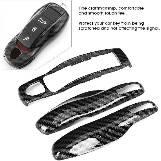 for Porsche Key Fob Cover Remote Key Cover 3pcs/Set Carbon Fiber Style Car Trim Cover Fit for Porsche Panamera Cayman//Boxster