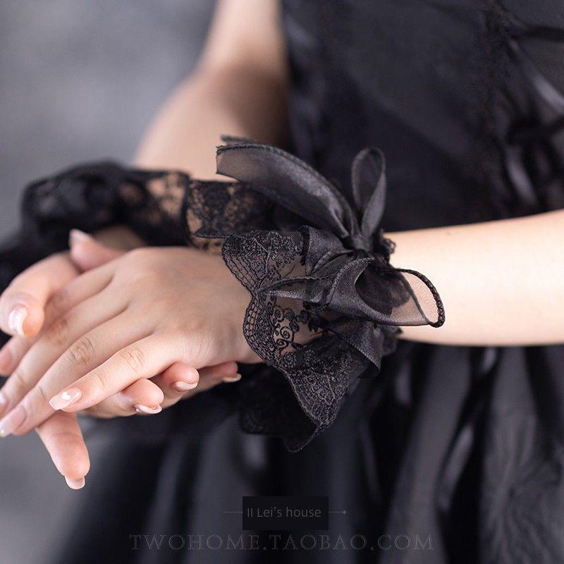 

Банты Нарукавники Лолита Браслет Сексуальное Кружево Цветок на Запястье Лолита Черно-Белый Браслет Ло Ниан Орнамент Black