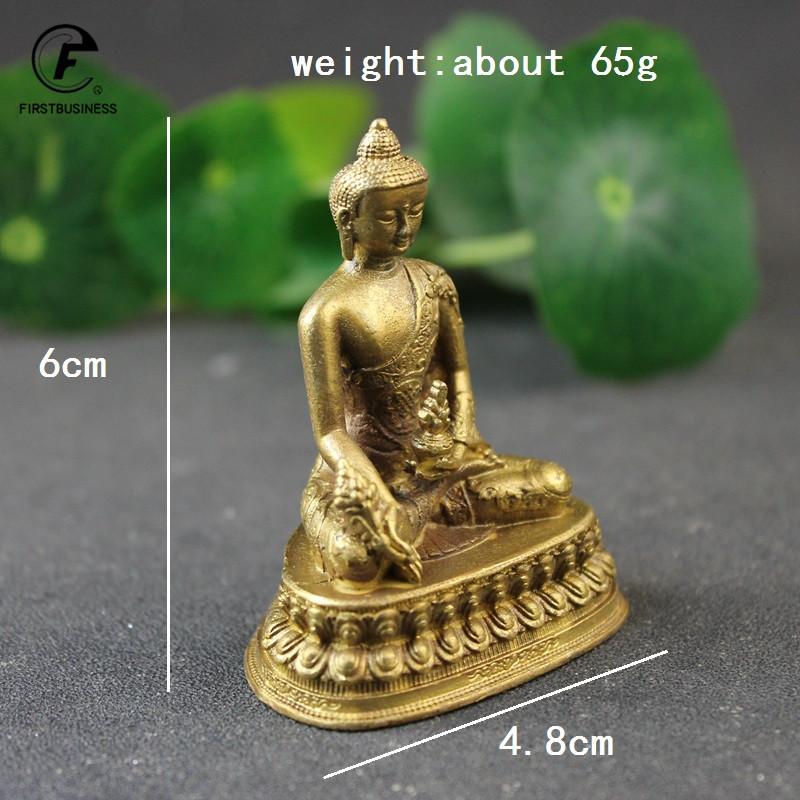 Antique Copper Amitabha Buddha Small Statue Desktop Ornaments Buddhism Character Figurines Home Decoration For Living Room Craft