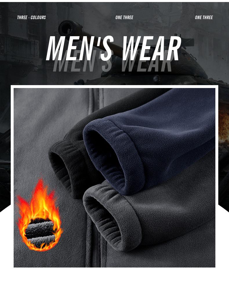 Men's Trendy Fleece Hooded Jacket: Warm, Thick, Casual Outdoor Coral Fleece for Autumn and Winter.