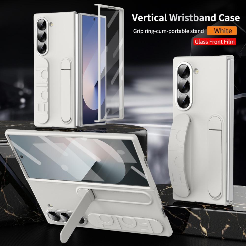 Fold6 Wristband WIth Kickstand Glass Film Phone Case for Samsung Galaxy Z Fold 6 Fold6 5G Holder  Hard Shell Shockproof Cover