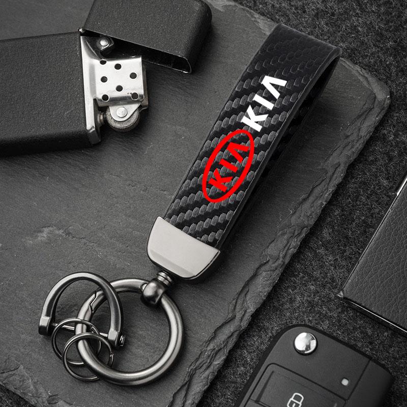 Suitable for Kia Sportage Ceed Picanto Rio ProCeed Niro 5 3 4 K7 K5 K8 K3 Ray K9 Logo Carbon Fiber Leather Car Keychain Gbnkr30
