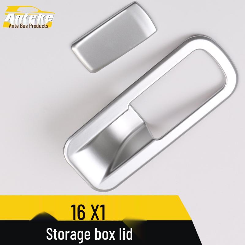16X1 Storage Box Lid Sequin + Electroplated Glove Box Handle Decorative Frame Car Accessories
