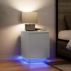 VidaXL Bedside Tables with LED Lights 2 Pcs White 38x34x50 Cm, Side Table, Bedside Cabinet, Accent Table for 861266