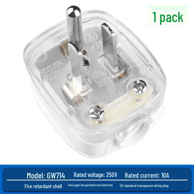 US Standard 10A Detachable Three-Pin Power Plug 5-15P - Solid Assembly Wiring