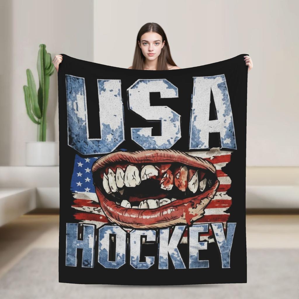 Jack Hughes USA Goldmedaille Hockey Decke Flanell Textil Dekor Multifunktionale Warme Überwurfdecke für Bettwäsche Auto Tagesdecke