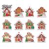 Christmas Fireplace Decorations 12Pcs Wooden Gingerbread House Ornaments for Tree Decorations, Rustic Hanging Xmas Gift Tags Decor with Festive Candy