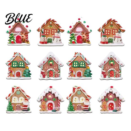 Christmas Fireplace Decorations 12Pcs Wooden Gingerbread House Ornaments for Tree Decorations, Rustic Hanging Xmas Gift Tags Decor with Festive Candy