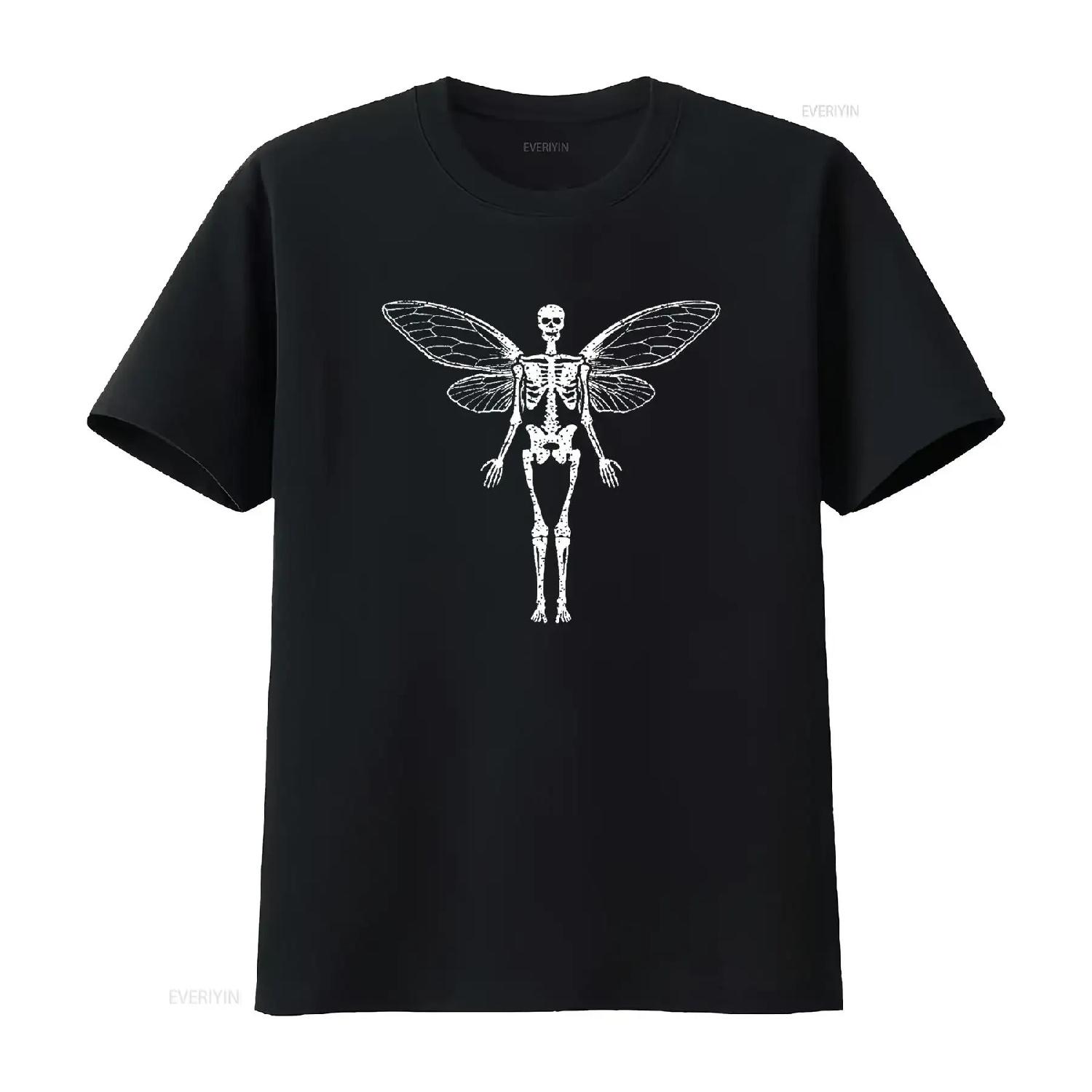 Skeleton Fairy Grunge Fairycore Gothic Aesthetic W Cute T Shirt for Her vintage Washed Soft Unisex fashion XXXXL