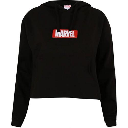 Marvel Felpa con cappuccio con cappuccio Box Logo Crop da donna / donna