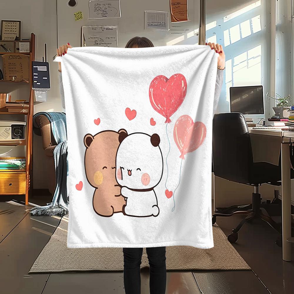 1PC Bubu Dudu Print Flannel Blanket, High quality All Seasons, Home Decor, Warmth and Comfort, Perfect for Christmas Gifts