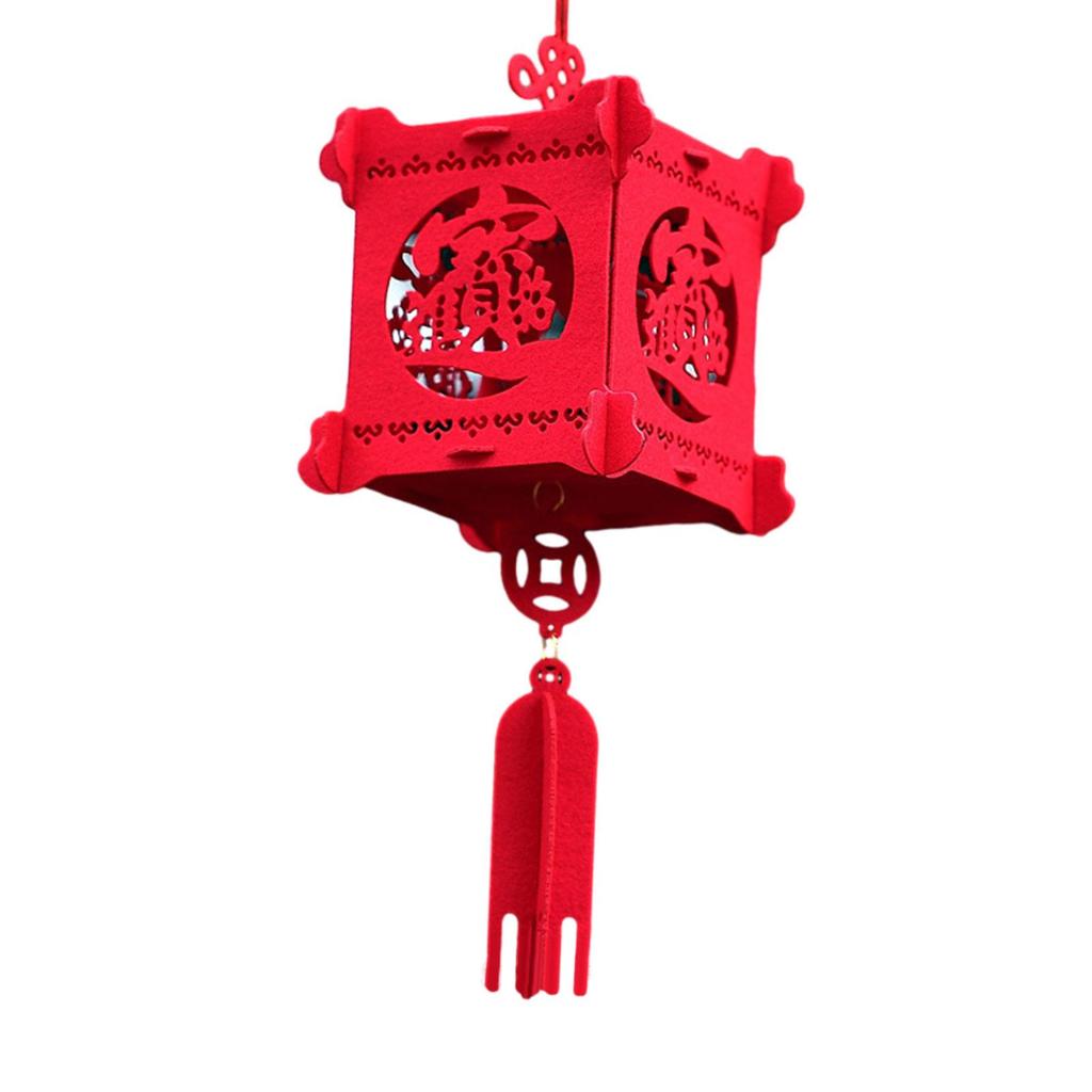 Chinese Lantern Decorative Lucky Cube 3D Chinese New Year Lantern Felt for Celebration Indoor Outdoor Wedding Home Decor
