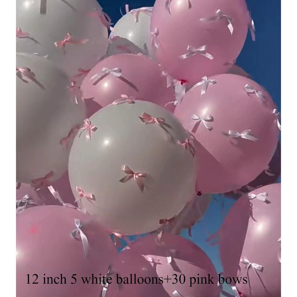 Rosa rosettband Coquette Ballonger för Möhippa Förlovning Bröllop Baby Shower Dekorationsballonger