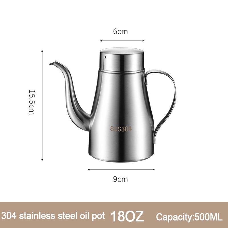 304 Stainless Steel Oil Pot Kitchen Oil Bottle Oil Tank Pot Household Edible Oil Pot Large Oil Tank Oil Pot Pouring Oil Bottle