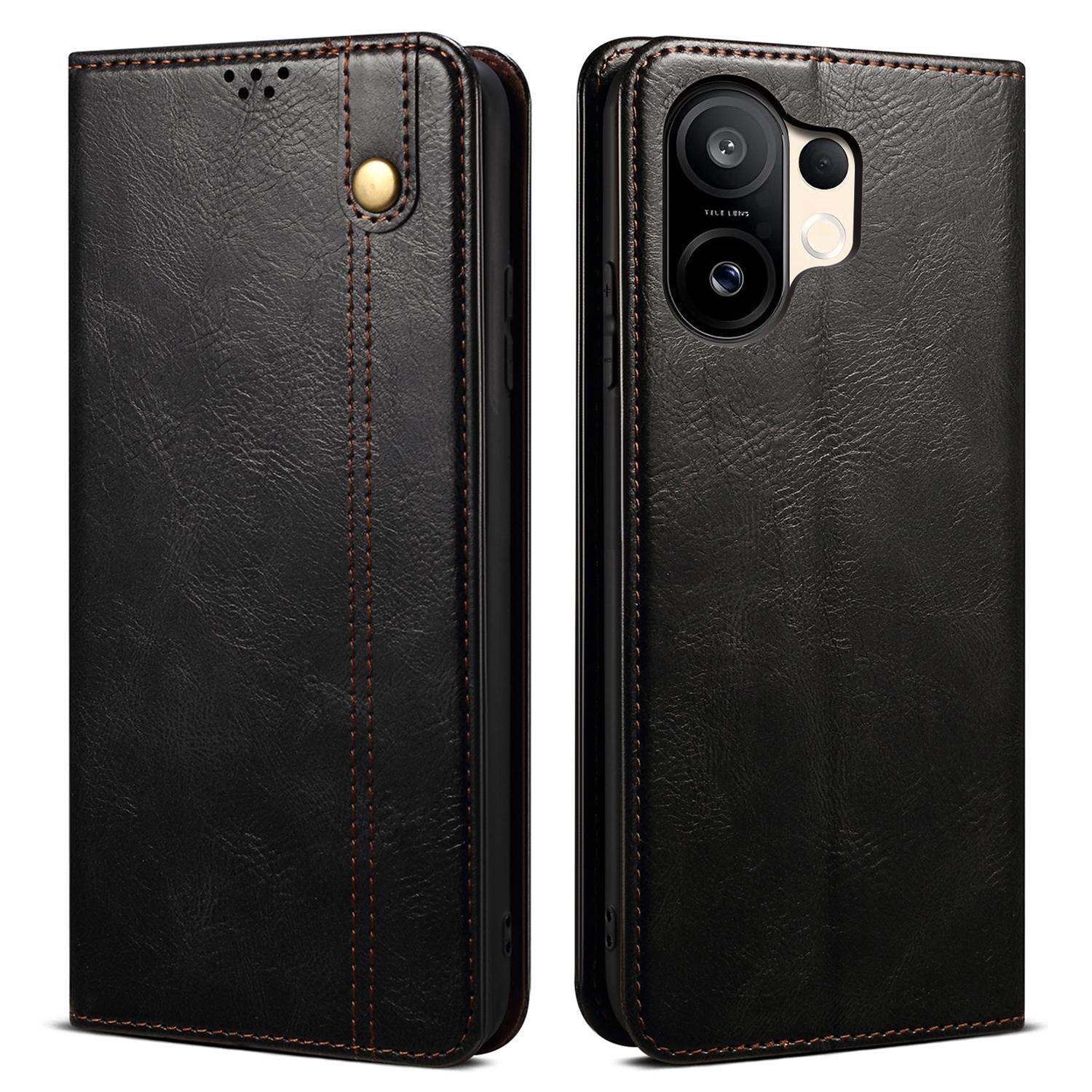 

Чехол для vivo S30 Pro mini 5G Текстура Crazy Horse Вощеная кожа Кошелек Подставка Чехол для телефона Black