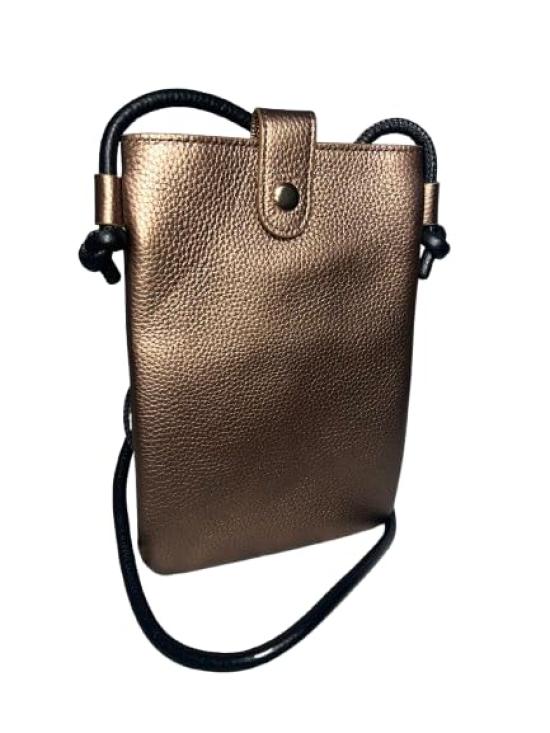 

Rebecca Smart Pouch, Italian Leather, Genuine Cowhide Leather Shoulder Bag for Men and Women, 4531, Unisex (Bronze)