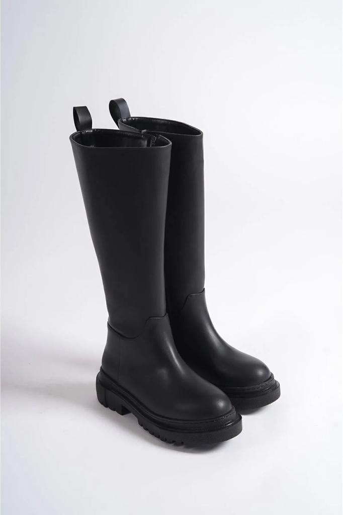 Damen moderne stilvolle Modestiefel Stiefel Kunstleder schwarze Hautstiefel
