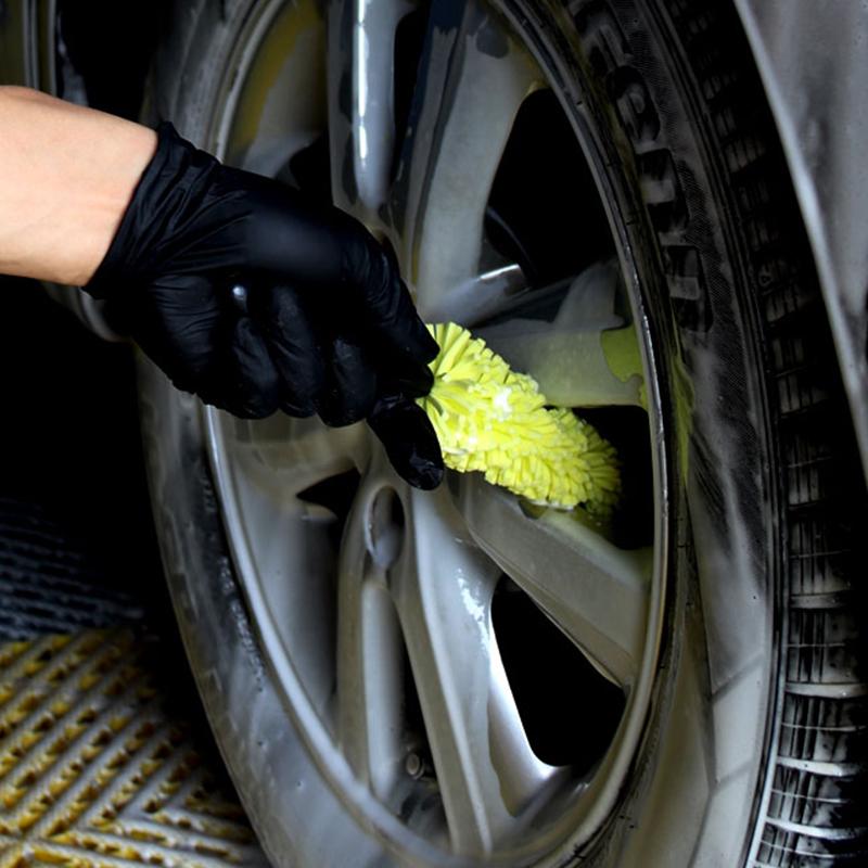 Car Wheel Tire Cleaning Brush Tool Portable Microfiber Wheel Tire Rim Brush Plastic Handle Car Cleaning Tools Auto Accessories