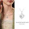 "S925 Sterling Silver White Chalcedony Peace Buckle Pendant Necklace with Twelve Flower Gods - Original Female National Style Design"