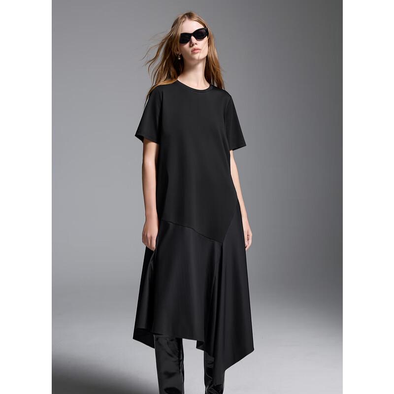 Sancai 2025 Summer Spliced Round Neck Long Dress