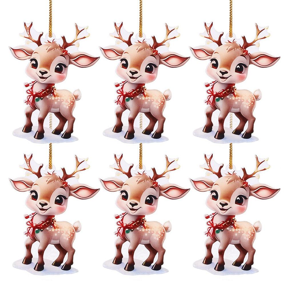 Christmas Tree Decoration Ornament Cat/Elk/Pine Tree Style Acrylic Pendant