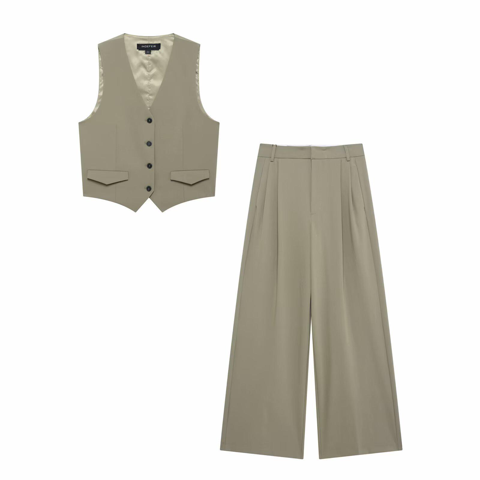 

2025 Spring Women s Tank Top & Straight-Leg Pants Set - European/American Style Medium