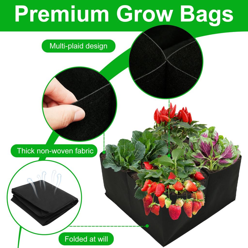 4/8 Grids Garden Raised Planting Bed Fabric Raised Garden Bed Square Felt Garden Flower Grow Bag Vegetable Planter Pot