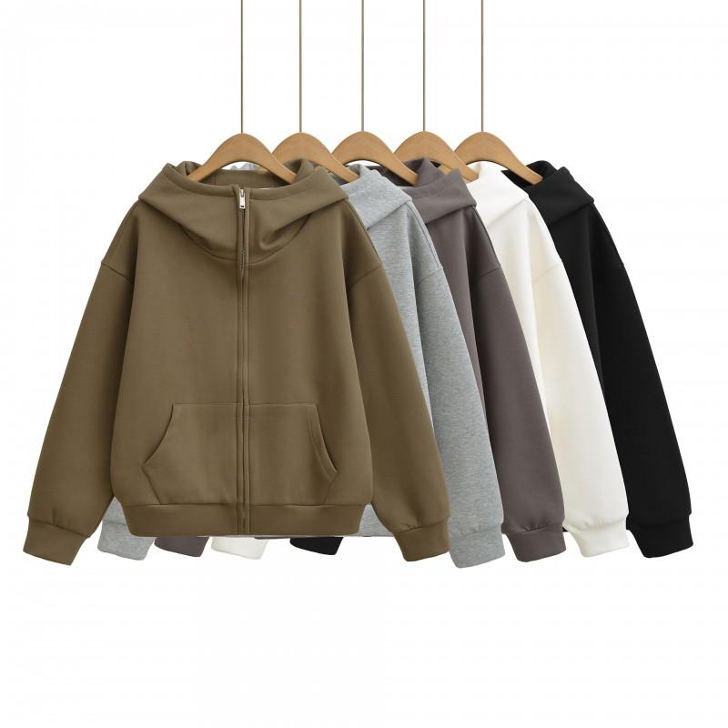 Womens Oversized Hooded Zip Sweatshirt High Weight Casual Streetwear Fall 2025