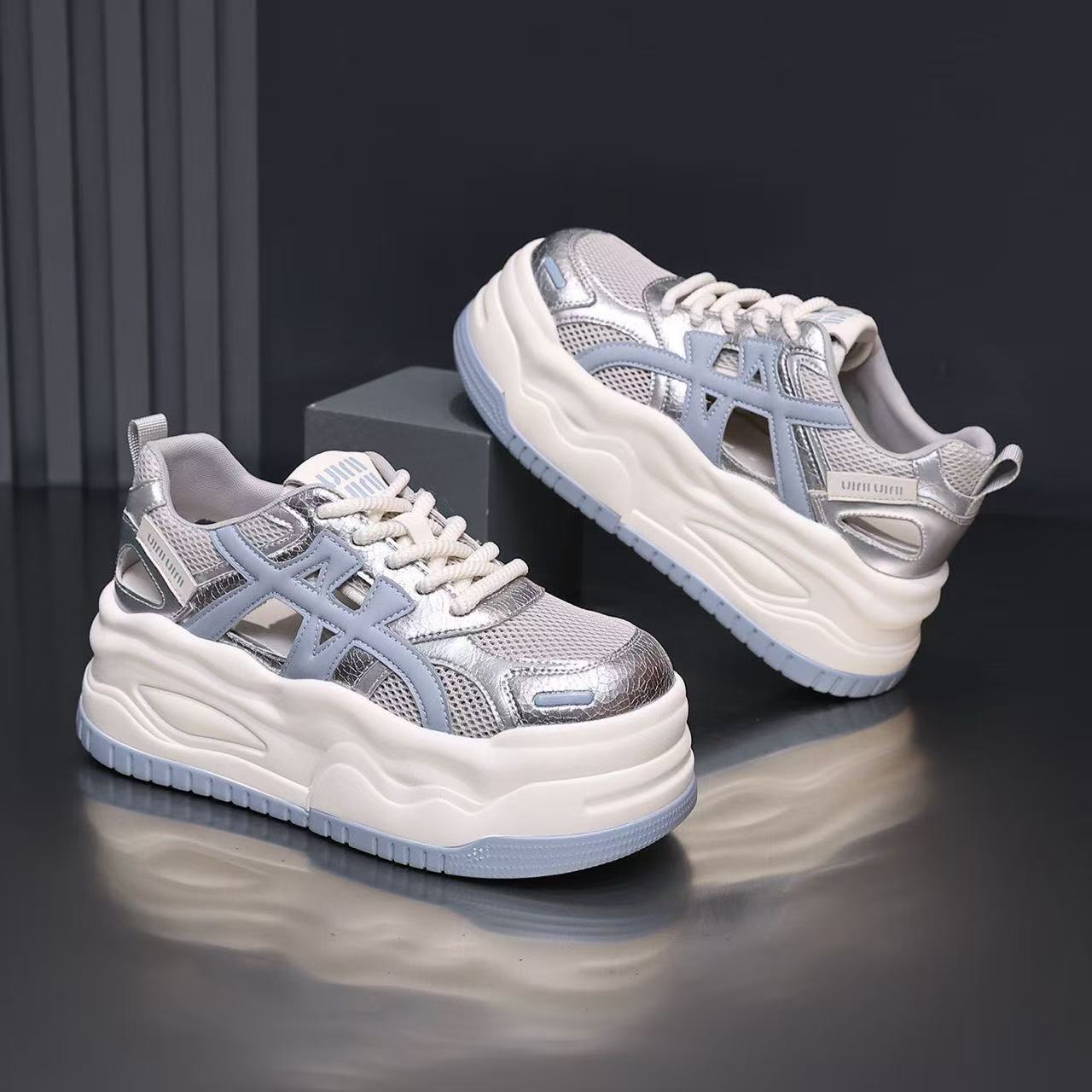 

Mesh breathable thick-soled casual shoes, the new Ouruo dynamic style Forrest Gump in autumn 35【foot length 22.5cm】 синий