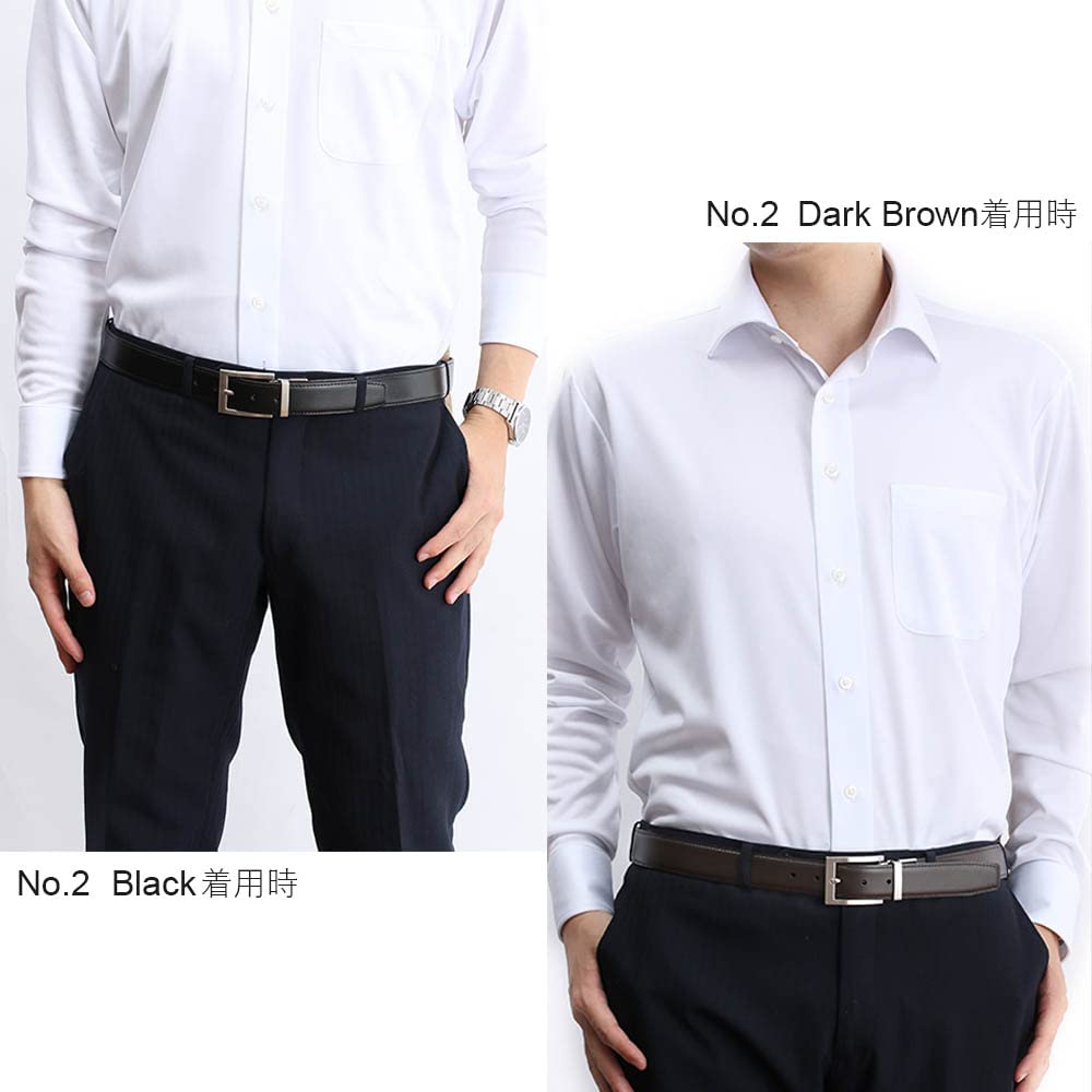 [Dress Code 101] Reversible Belt (Effortless Switching) Rotating Double-Sided Genuine Leather Men's Belt, Adjustable Length, Black & Brown, 2 Colors,