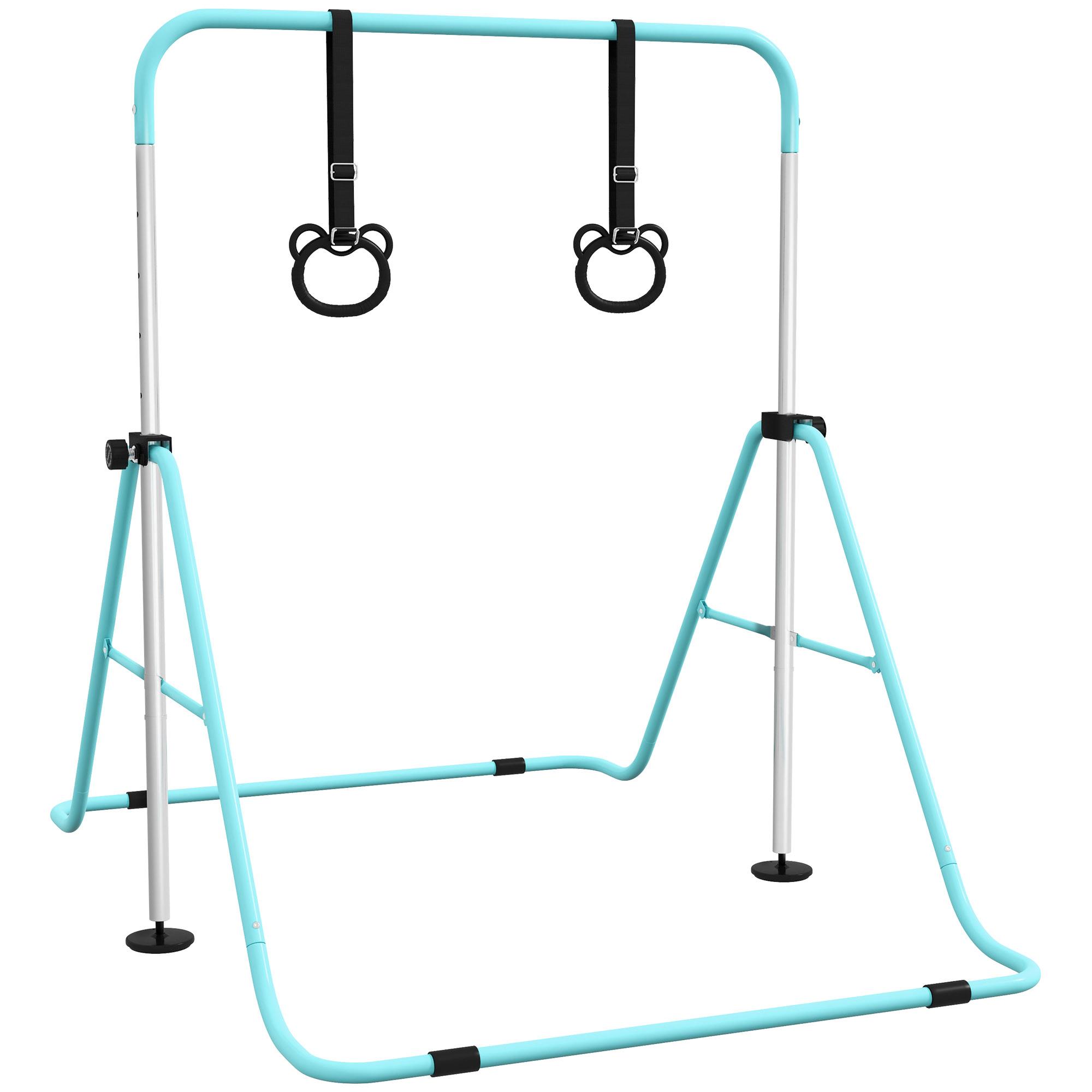 Barre de gymnastique pliable réglable pour enfants W Anneaux de sol en caoutchouc antidérapants Pour 3 ans et plus Vert