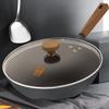 Kangbache 32cm Uncoated Cast Iron Wok with Spatula