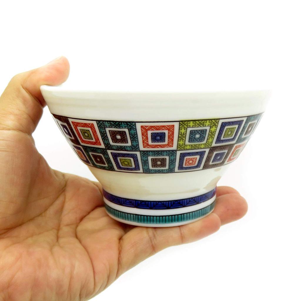 Waza No Kura Kutani Ware Sendan Rice Stone Japanese 70th Birthday Gift Bowl, Pavement, Pottery, Stylish, Tableware, Gift, Present,