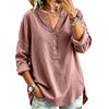 Chemise boutonnée décontractée à col en V pour femme, coupe ample, pour un usage quotidien
