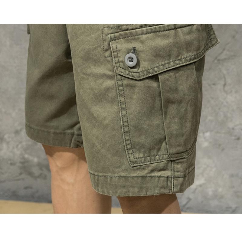 Summer Men Fashion Pockets Cargo Shorts Loose Solid Casual Five Point Pants